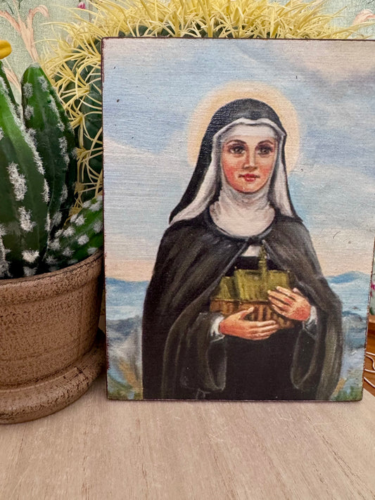 Vintage Saint Kinga of Poland Icon on Wood