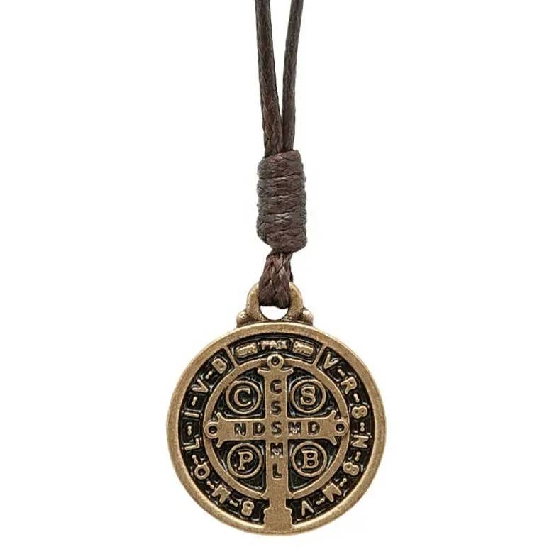 Saint Benedict Medal Necklace – Antique Gold Catholic Medal