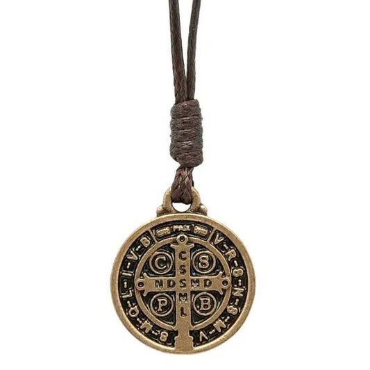 Saint Benedict Medal Necklace – Antique Gold Catholic Medal