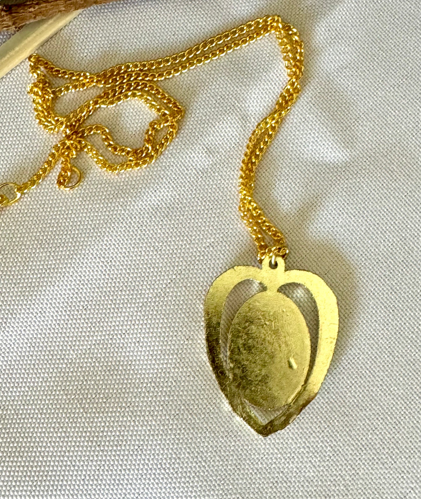 Vintage Mother Mary Heart Shaped Necklace