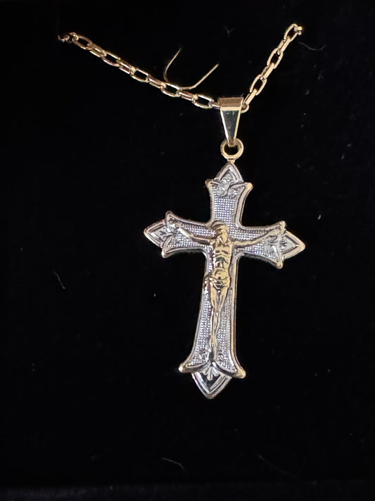 Brazilian Gold-Plated Crucifix Pendant Necklace