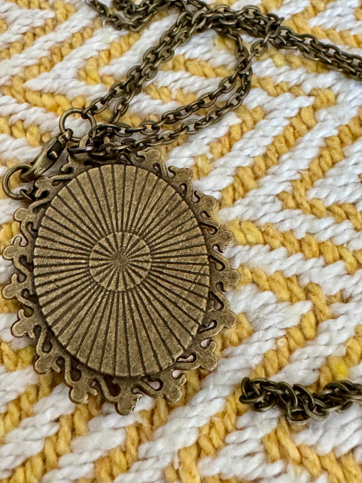 20” Vintage-Style Bronze Catholic Sacred Image Our Lady of Perpetual Help Necklace – Handmade Religious Gift