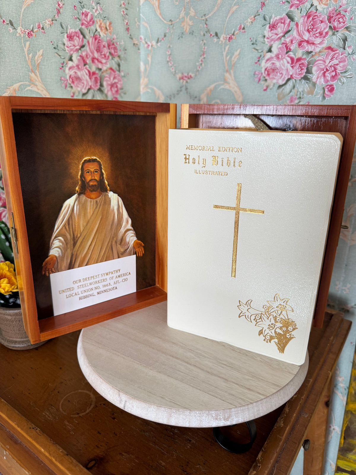 Vintage Catholic Bible with Union-Made Wooden Box, Nashville