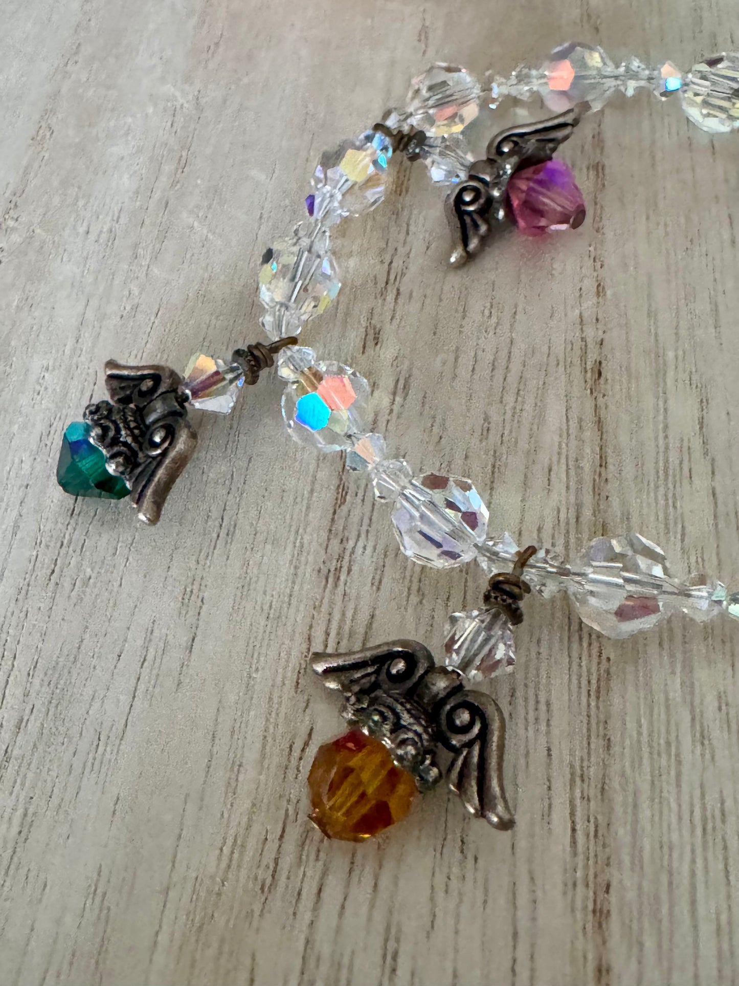 Handmade Angel Bracelet with Clear Crystal-Like Beads