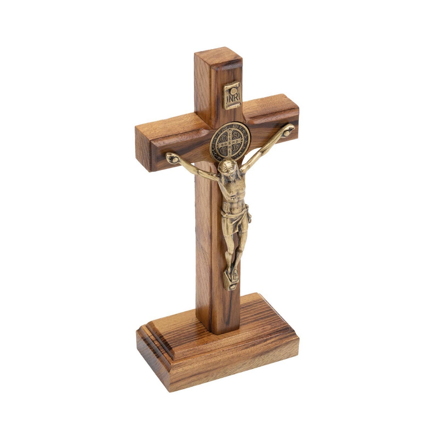 Wooden Saint Benedict Cross with Stand – Catholic Home Altar & Faith Decor