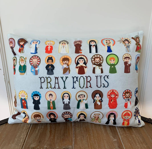 Catholic Saints "Pray for Us" Prayer Pillow – A Sweet and Faith-Filled Addition to Any Space!