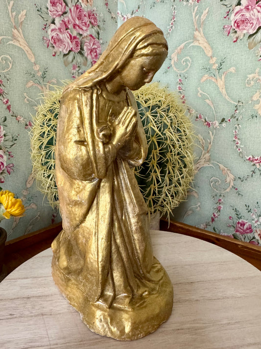 Gold Painted Praying Mary Statue – 8in x 3.5in