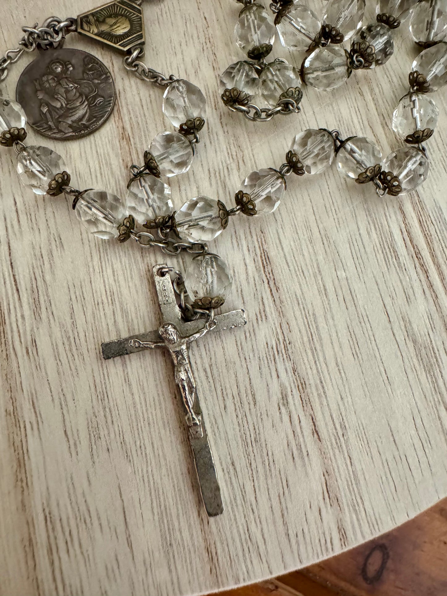 Vintage Italian Rosary – Crystal-Like Beads – 22"