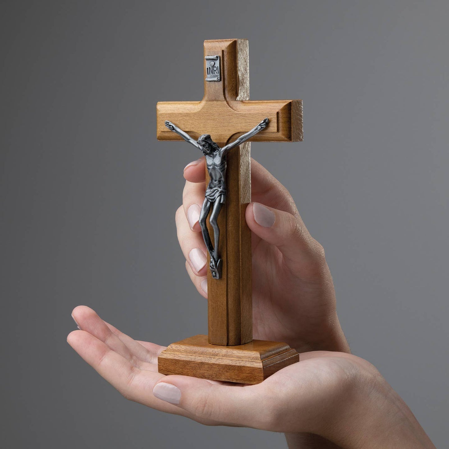 Handcrafted Wooden Cross with Stand