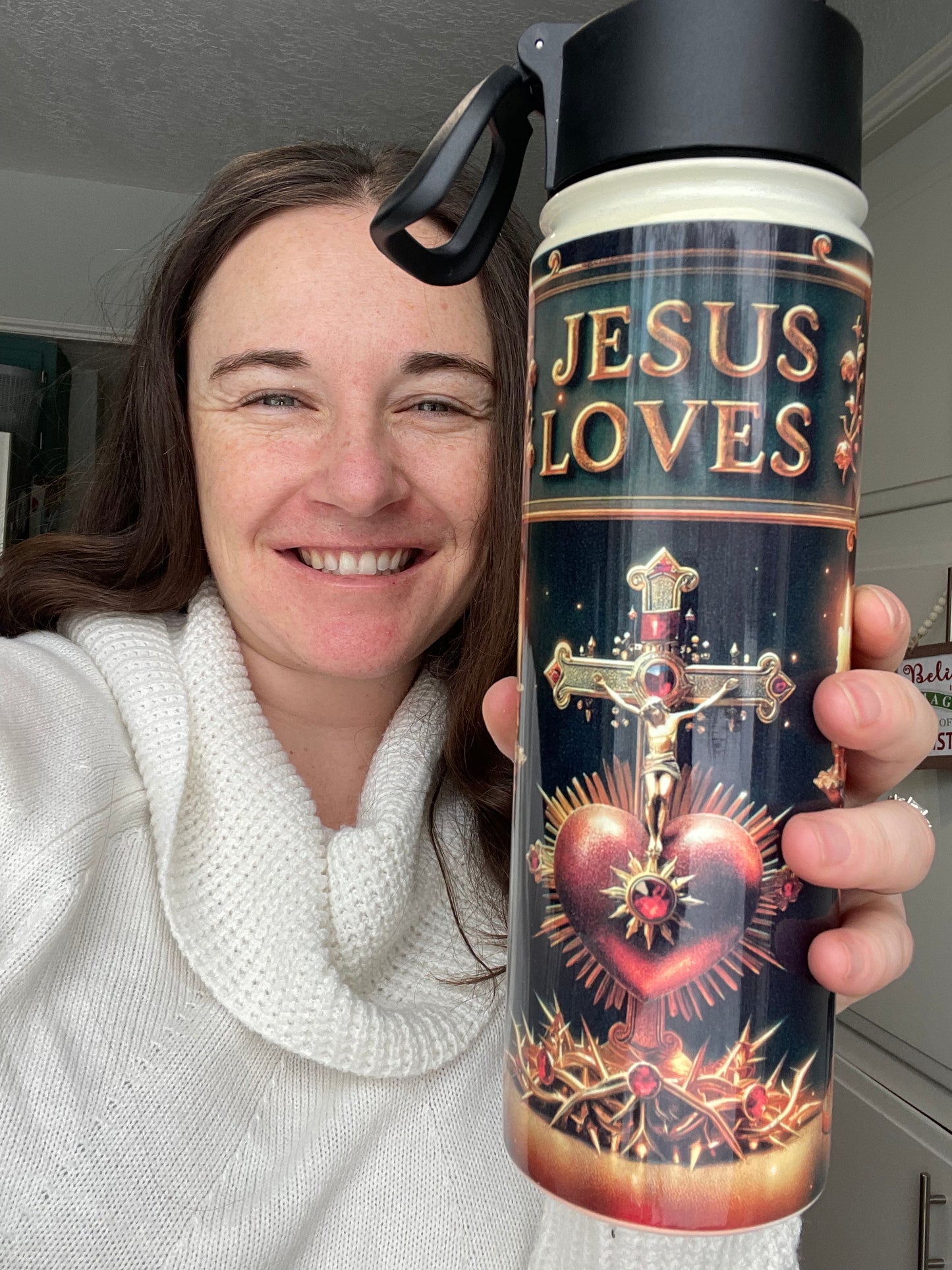 Jesus Loves 22oz Flip Top Stainless Steel Tumbler