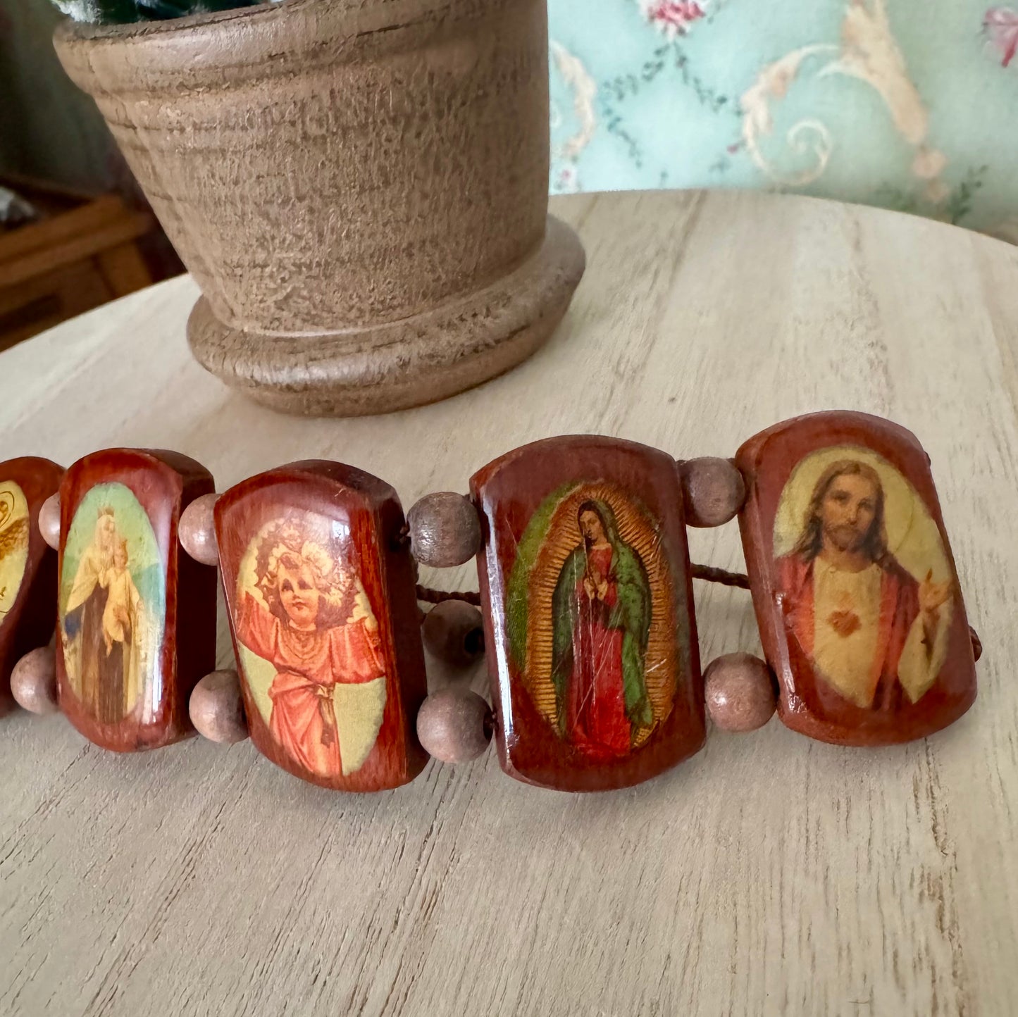 Chunky Vintage Holy Image Adjustable Bracelet