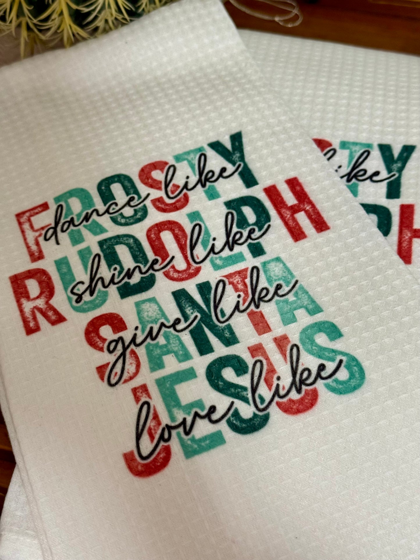 Christmas Waffle Texture Tea Towel * Various Styles!*
