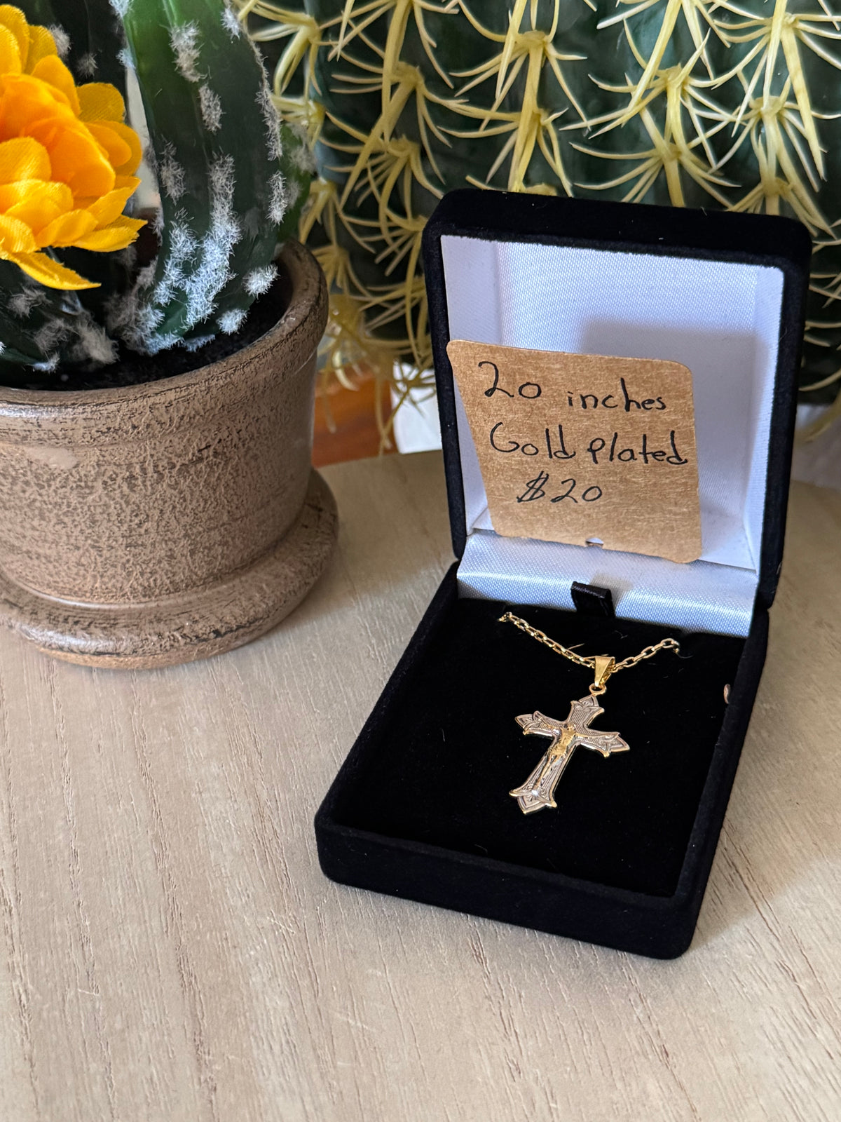 Brazilian Gold-Plated Crucifix Pendant Necklace