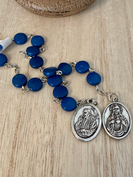 Dark Blue Padre Pio’s Sacred Heart of Jesus Novena Chaplet