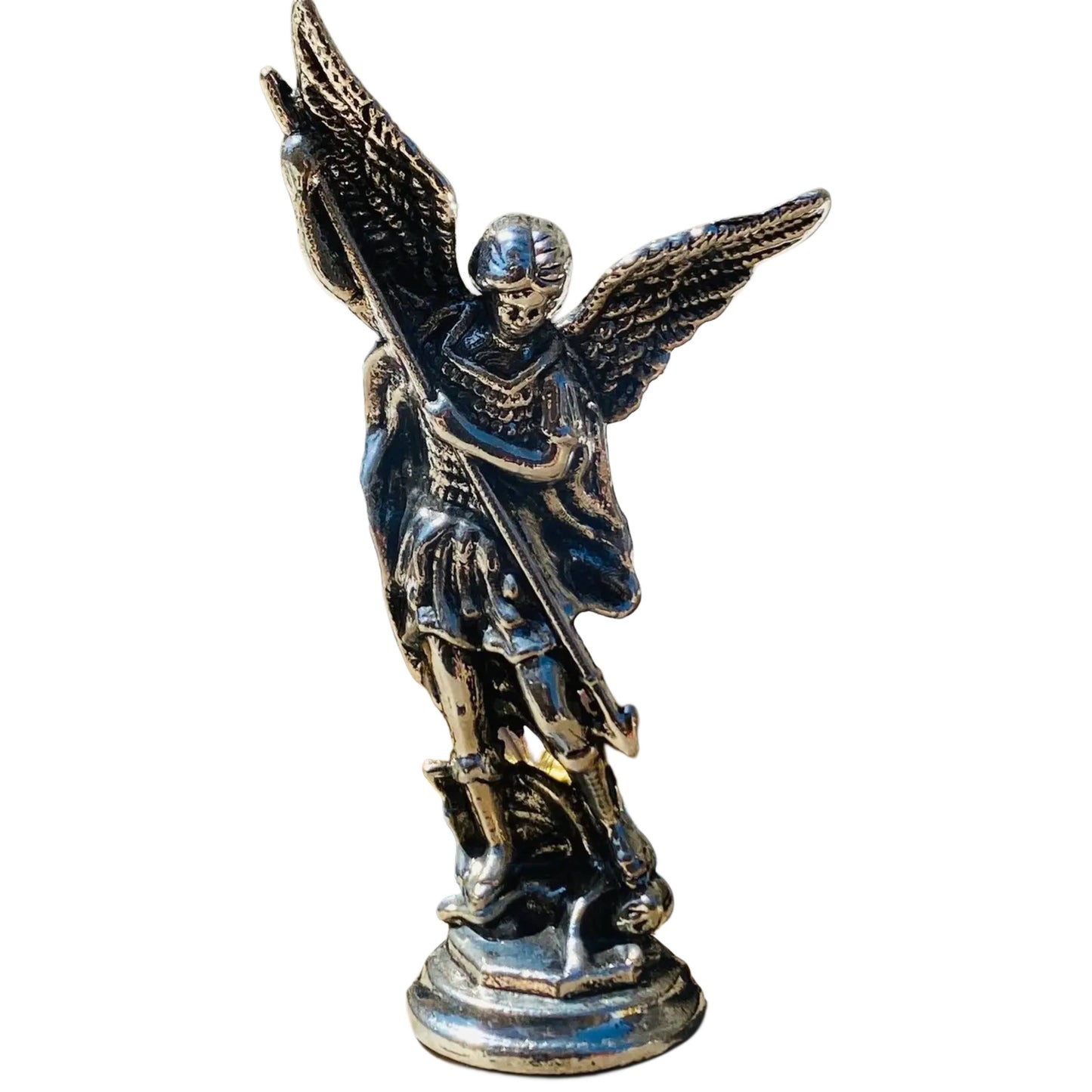 Saint Michael the Archangel Statuette – Chrome Catholic Desk & Car Devotional