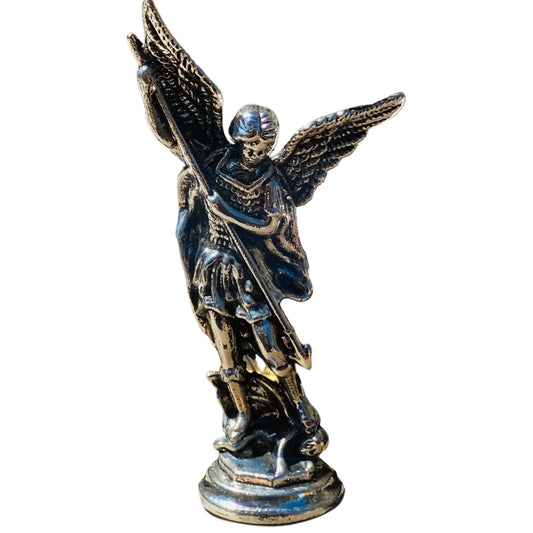 Saint Michael the Archangel Statuette – Chrome Catholic Desk & Car Devotional