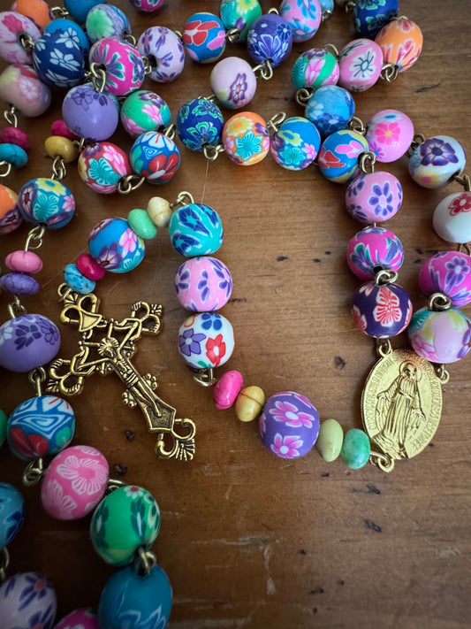 Handmade Colorful Chainlink Polymer Clay Rosary