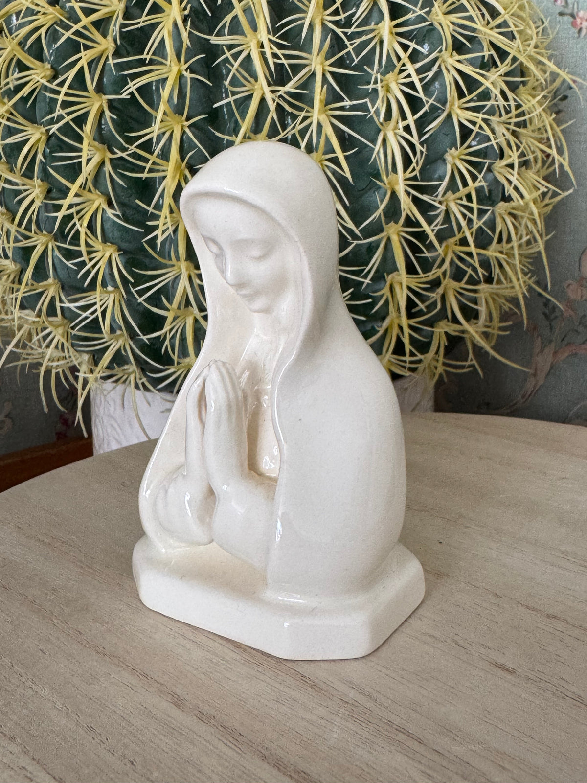 Vintage Goebel W. Germany Milk Glass Mary Statue, 3.75"