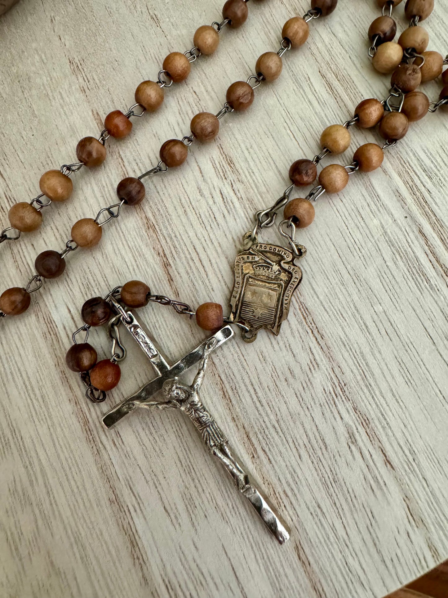 Vintage Wooden Bead Rosary – St. Teresa of the Child Jesus Centerpiece