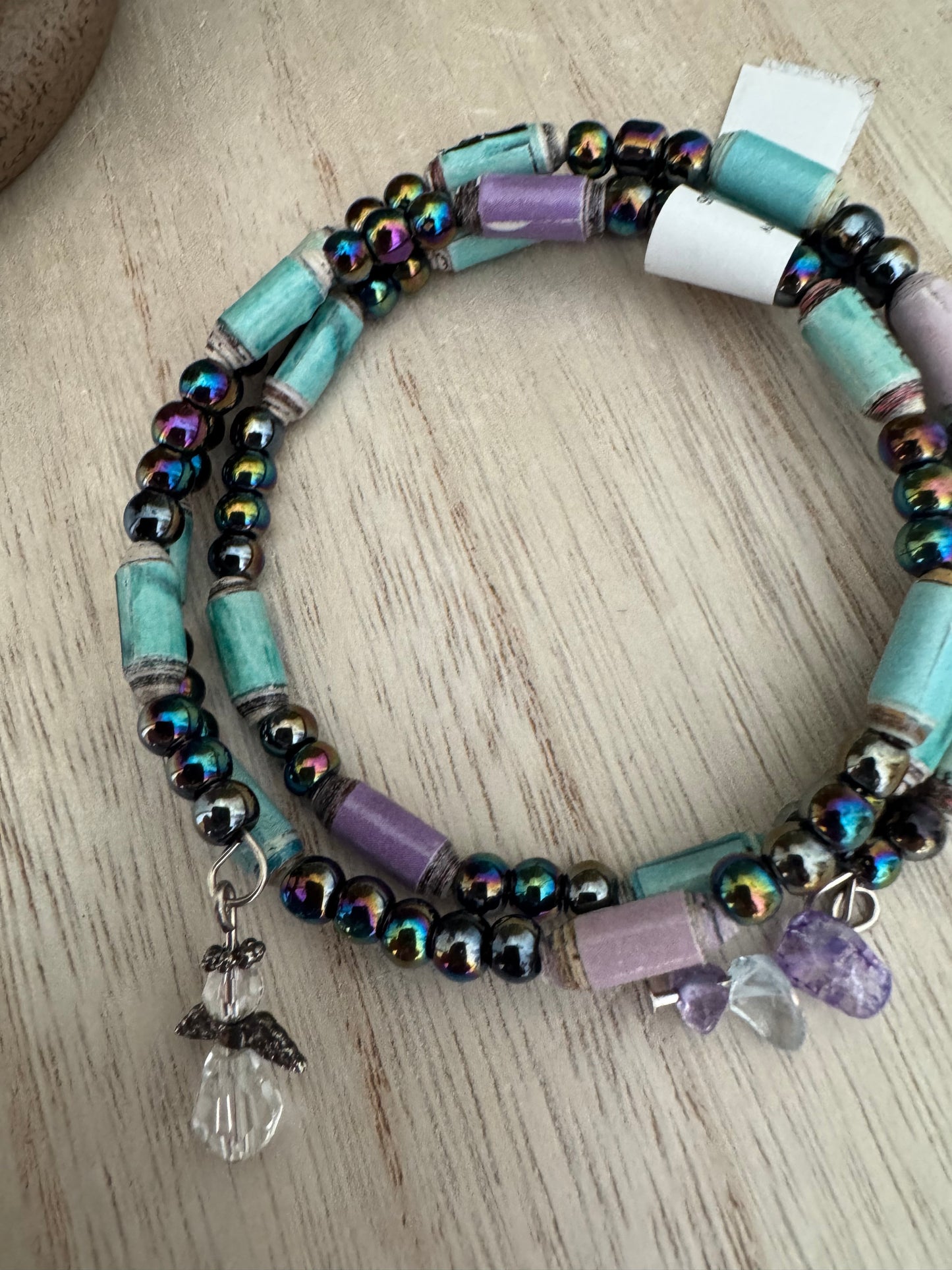 Wire-Wrapped Bracelet with Angel Charm