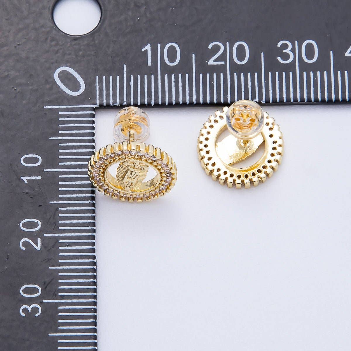 Mother Mary 16K Gold-Filled CZ Religious Stud Earrings