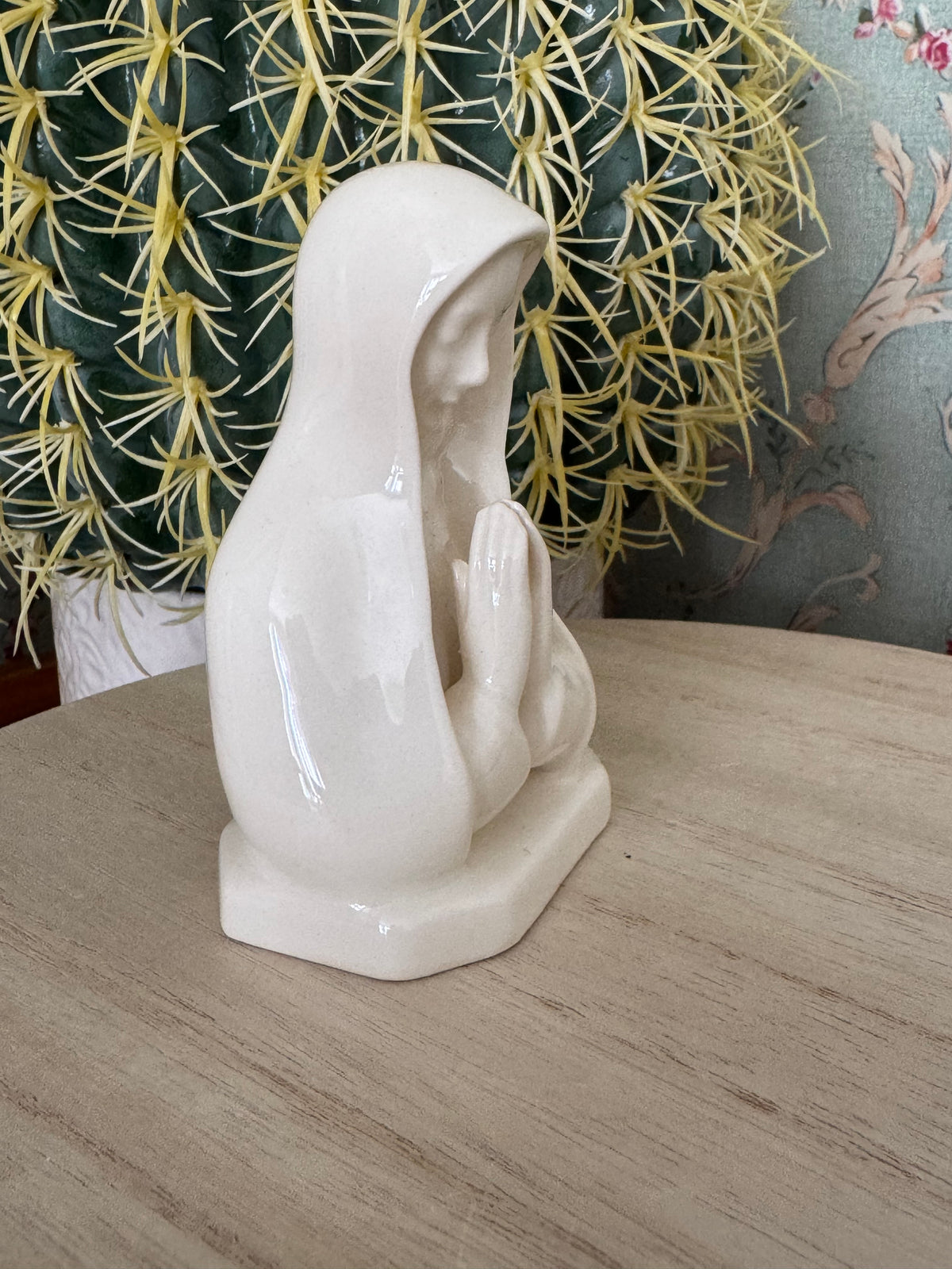 Vintage Goebel W. Germany Milk Glass Mary Statue, 3.75"