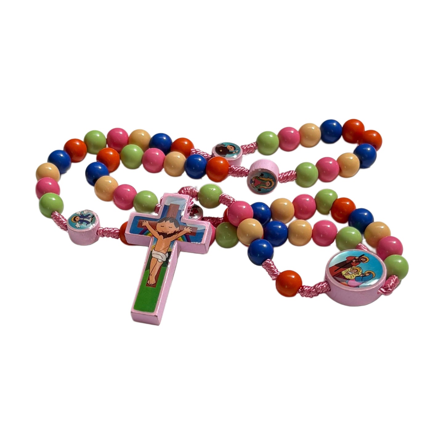 Catholic Children's Rosary & Prayer Card Set – Pink Saints Rosary Gift