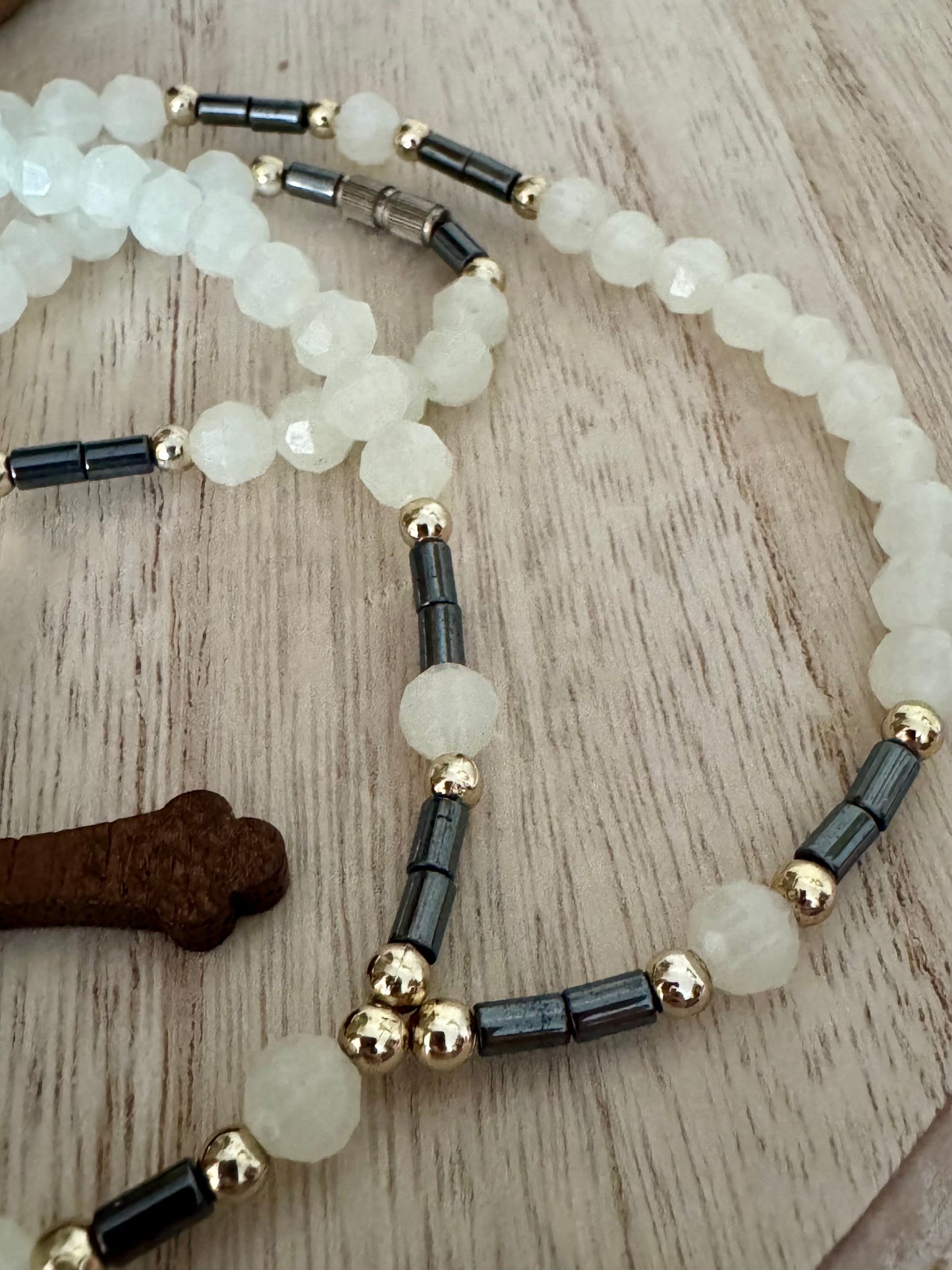 Handmade Plastic and Metallic Rosary with Wooden Cross