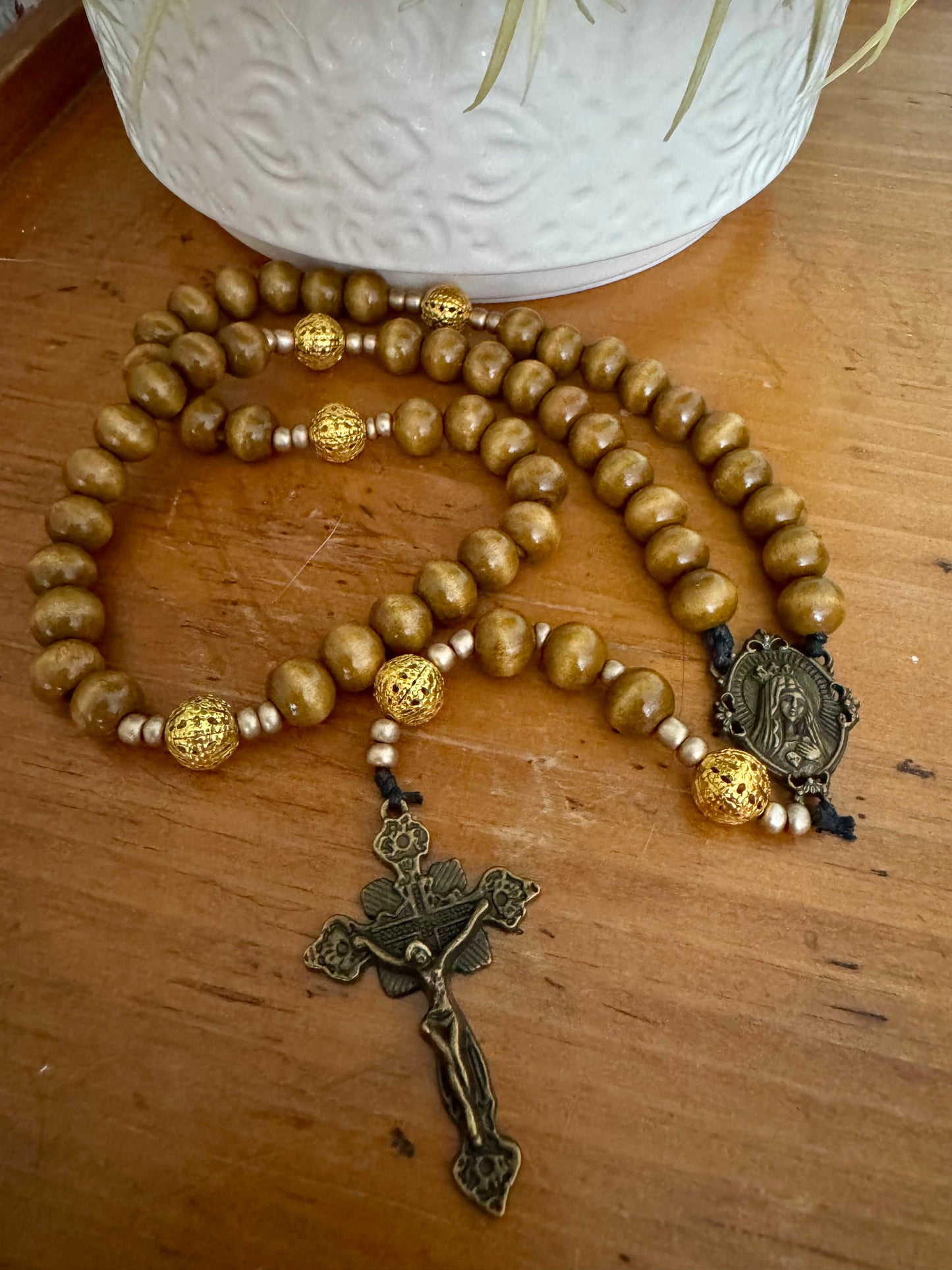 Handmade Wooden Rosary – Immaculate Heart of Mary, Pray for Us
