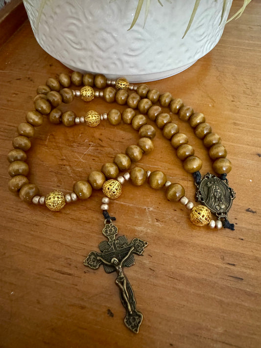 Handmade Wooden Rosary – Immaculate Heart of Mary, Pray for Us