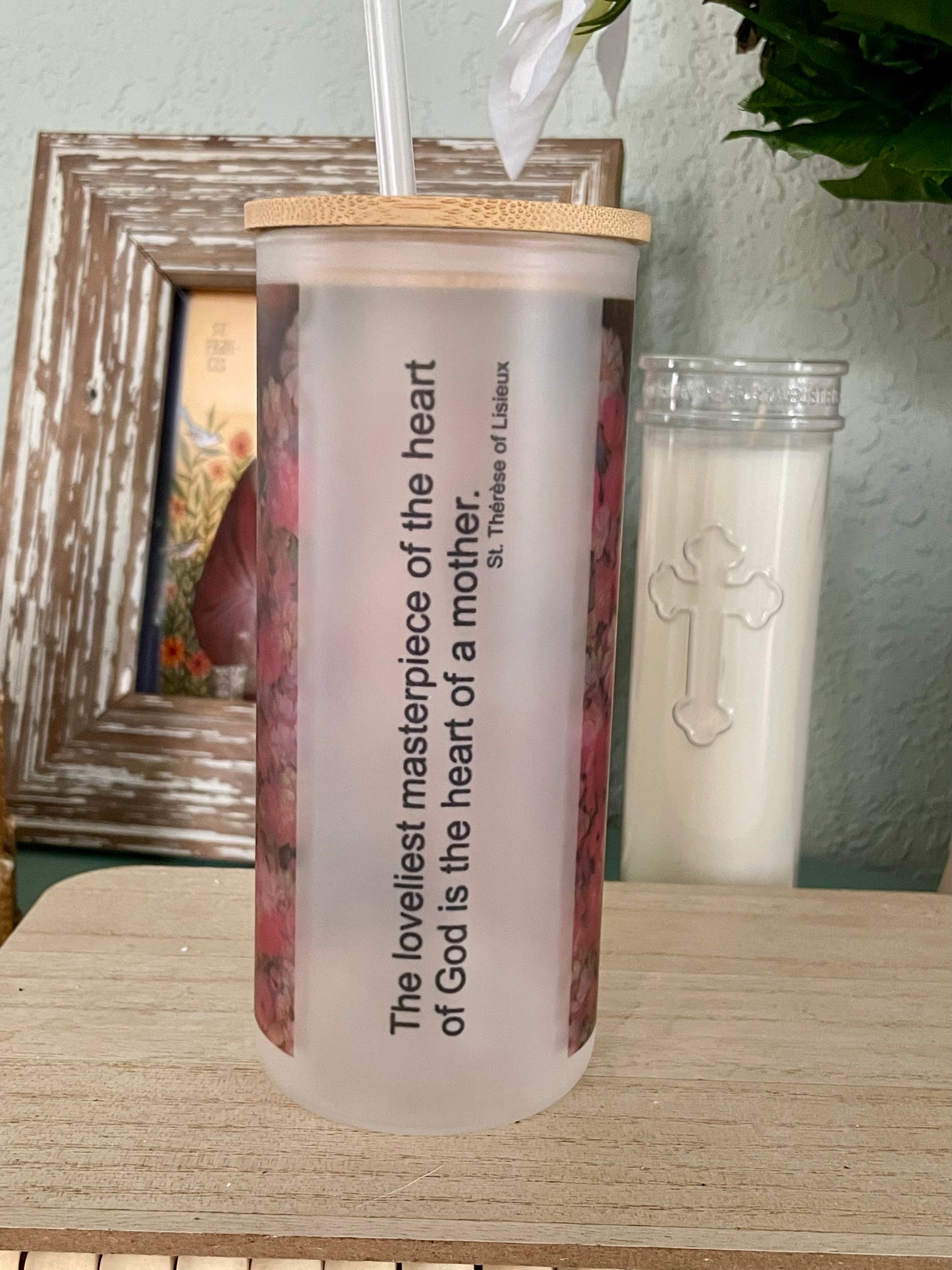 Heart of a Mother... 20oz Glass with Bamboo Lid