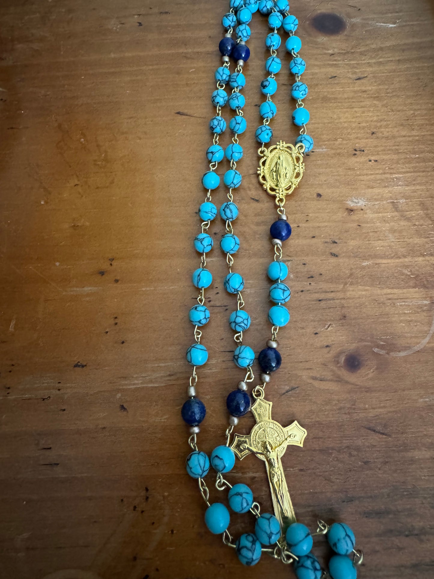 Handmade Blue Turquoise Gemstone Rosary