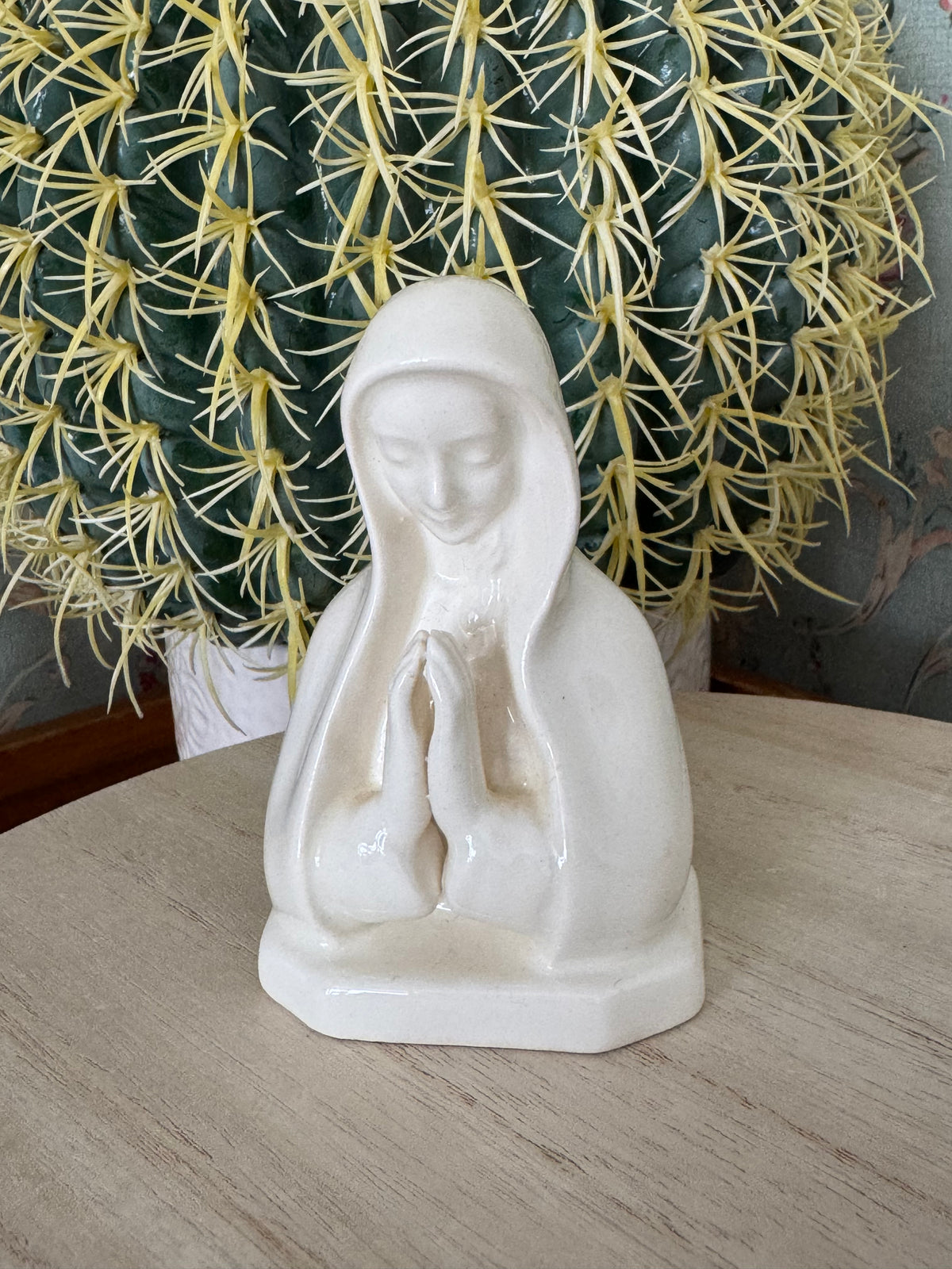 Vintage Goebel W. Germany Milk Glass Mary Statue, 3.75"