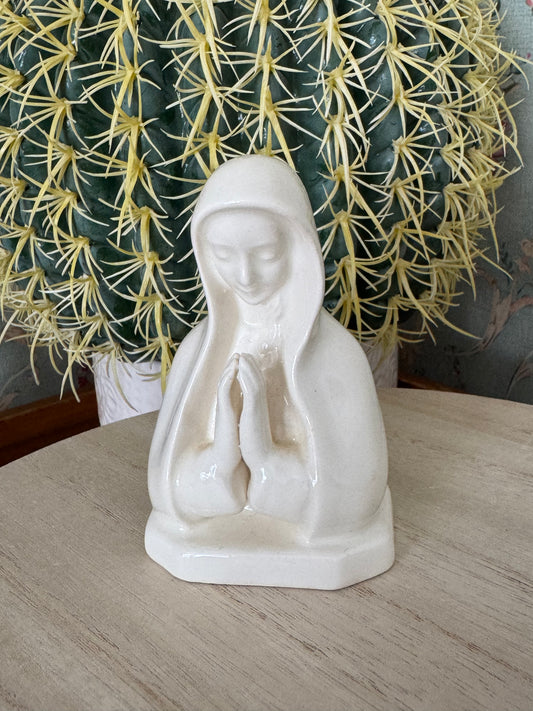 Vintage Goebel W. Germany Milk Glass Mary Statue, 3.75"