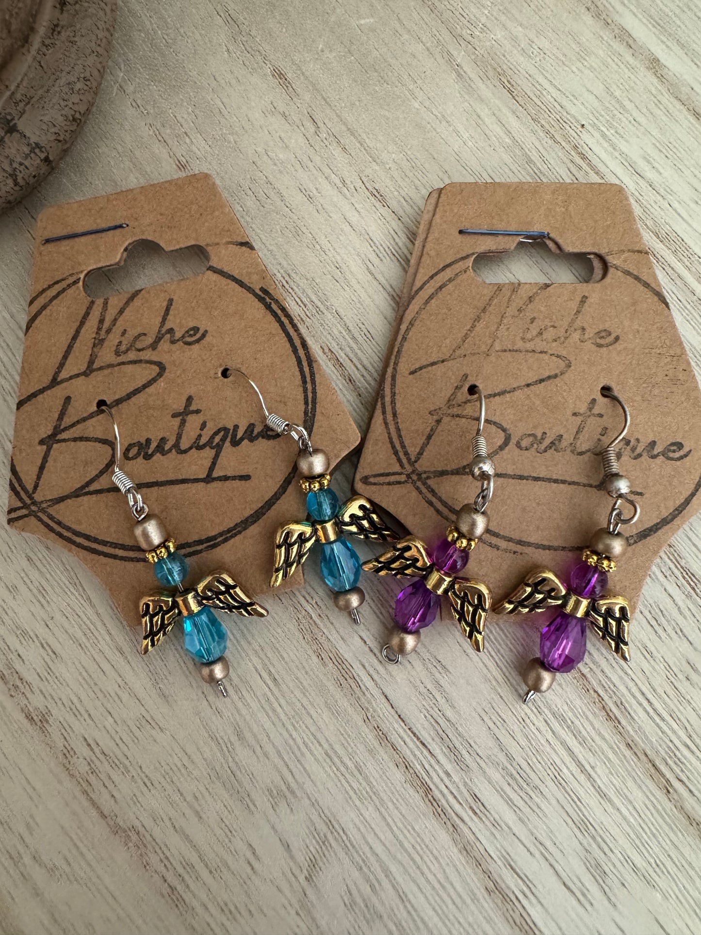 Beaded Angel Dangle Earrings