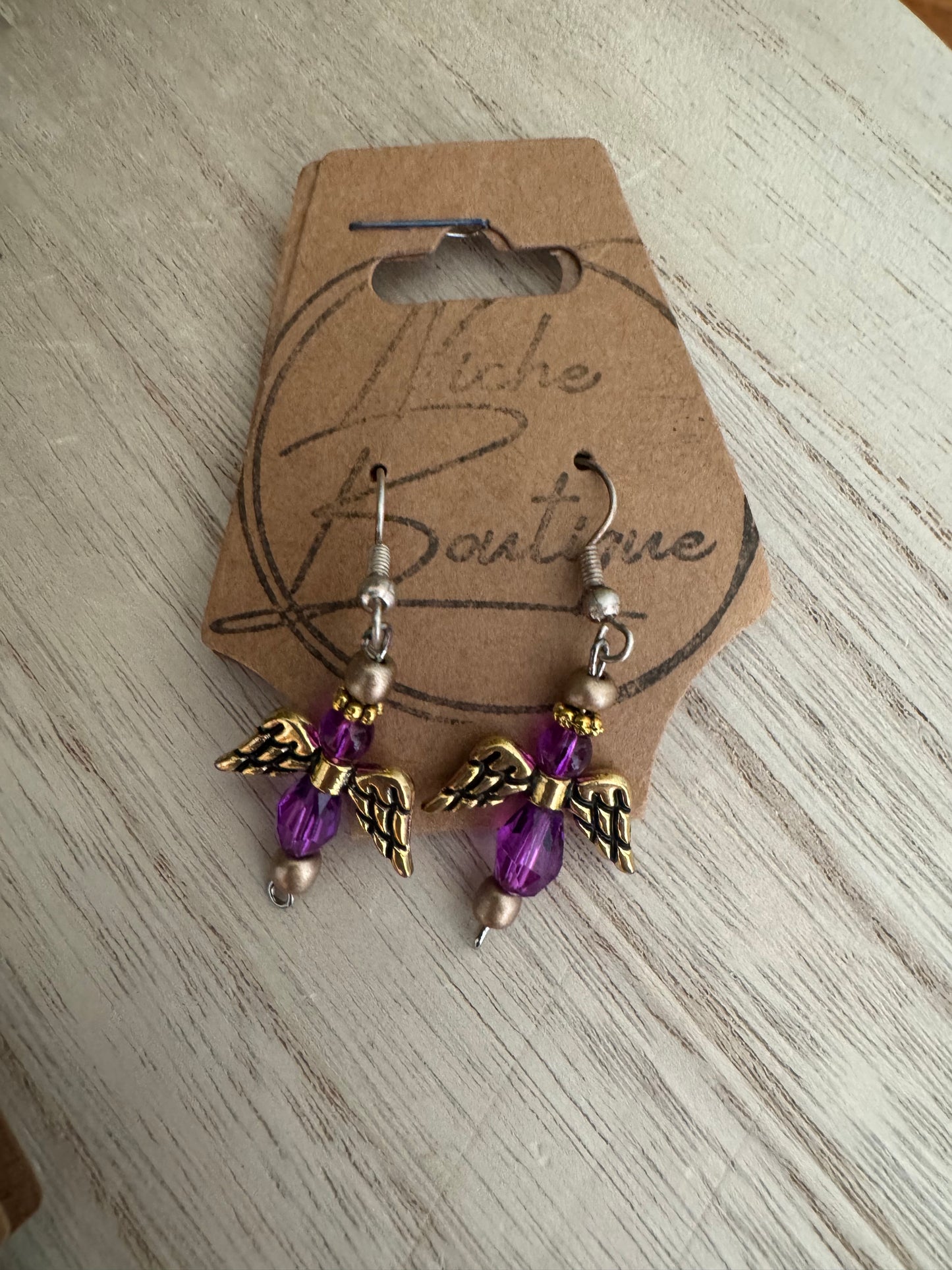Beaded Angel Dangle Earrings
