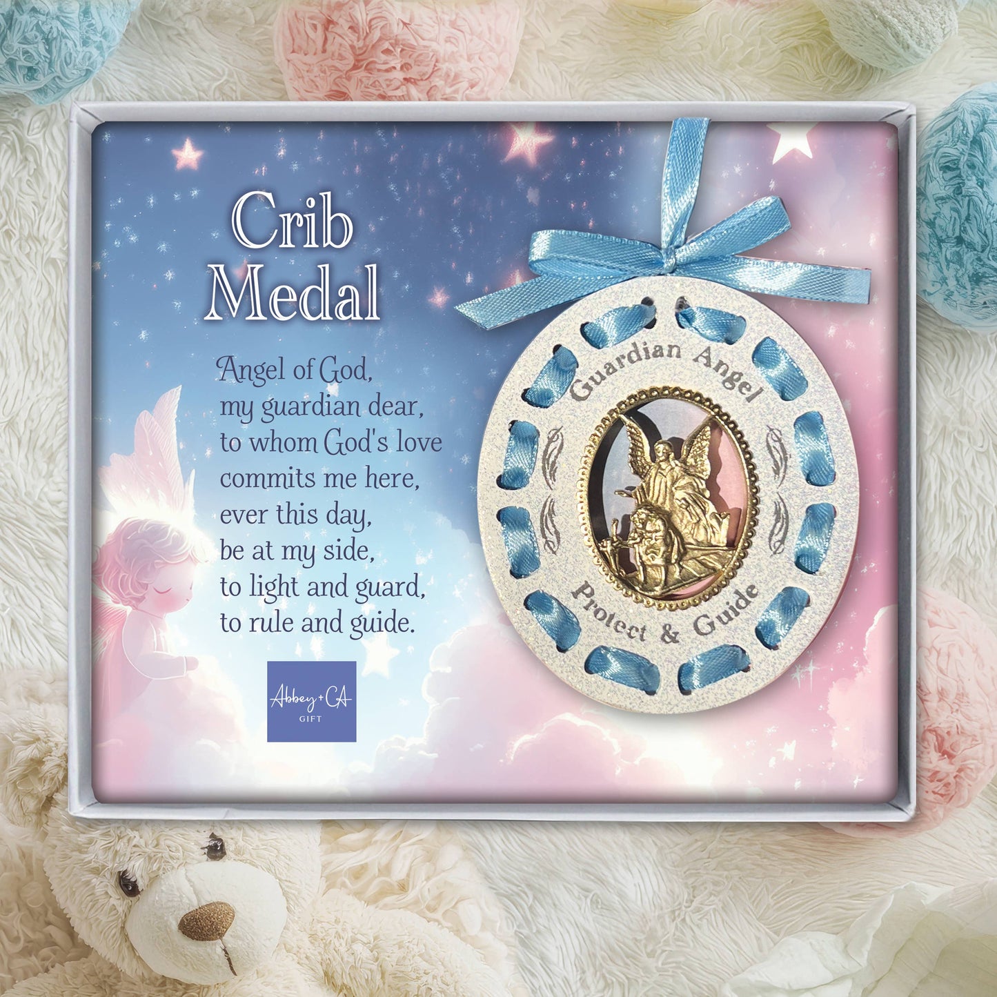 Blue or Pink Ribbon Crib Medal