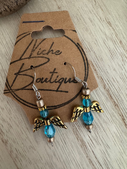 Beaded Angel Dangle Earrings
