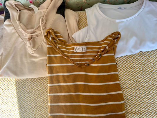 Lot of 3 Women’s Tops M L 7th Ray Maurices Time & Tru Long Sleeve Preowned