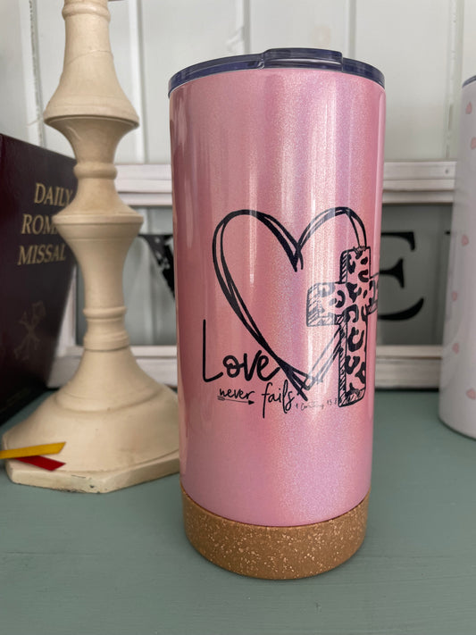 Love Never Fails 17oz Stainless Steel Tumbler