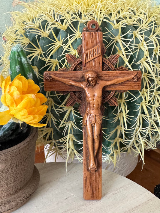 Vintage Dark Wood Crucifix – 6.5” x 3.5”