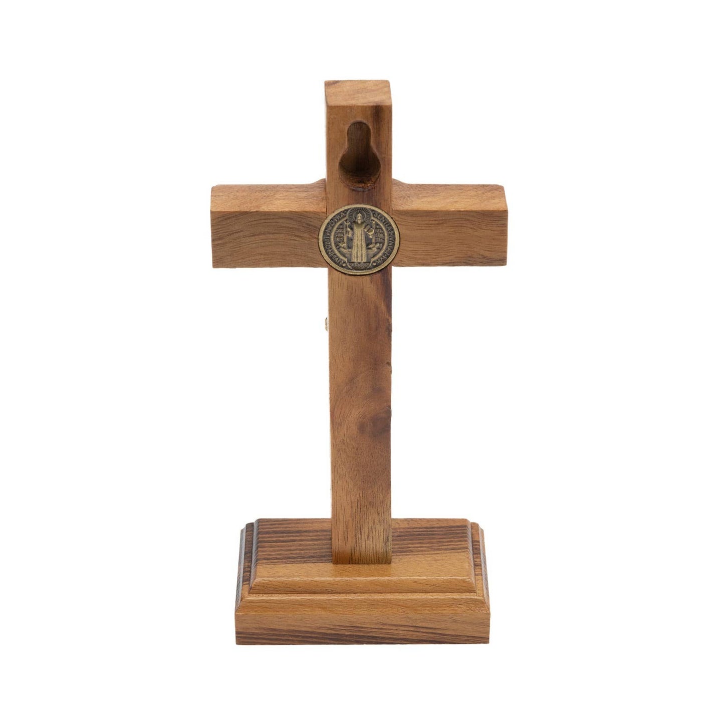 Wooden Saint Benedict Cross with Stand – Catholic Home Altar & Faith Decor