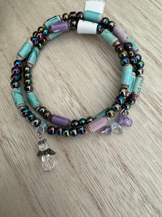Wire-Wrapped Bracelet with Angel Charm