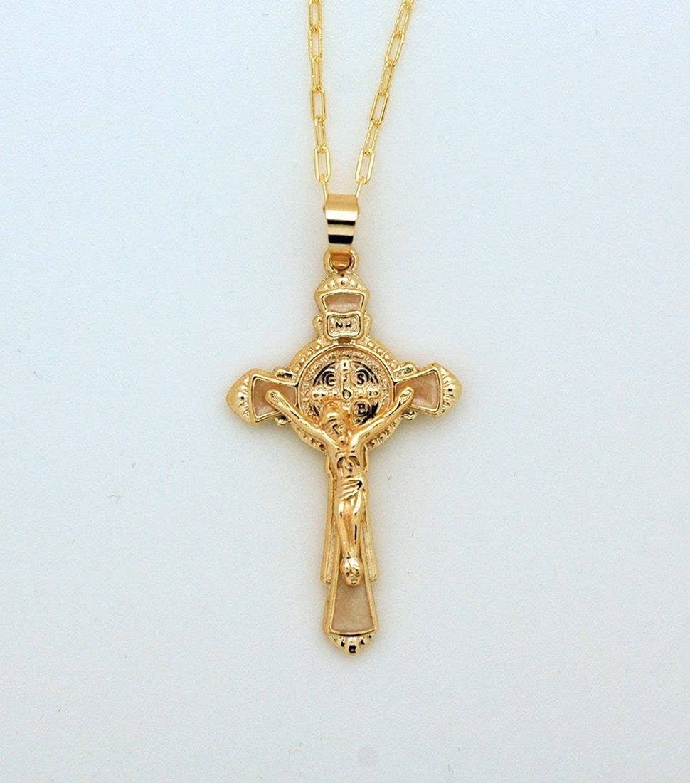 Gold Brazilian Crucifix Pendant Necklace