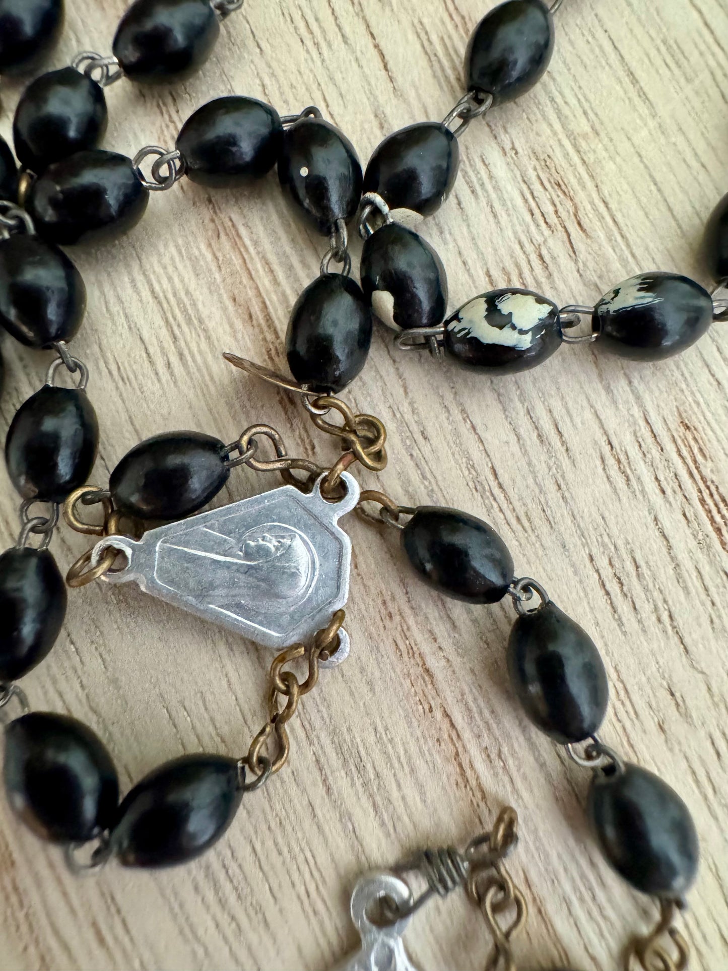 Vintage Italian Black Rosary – 17"