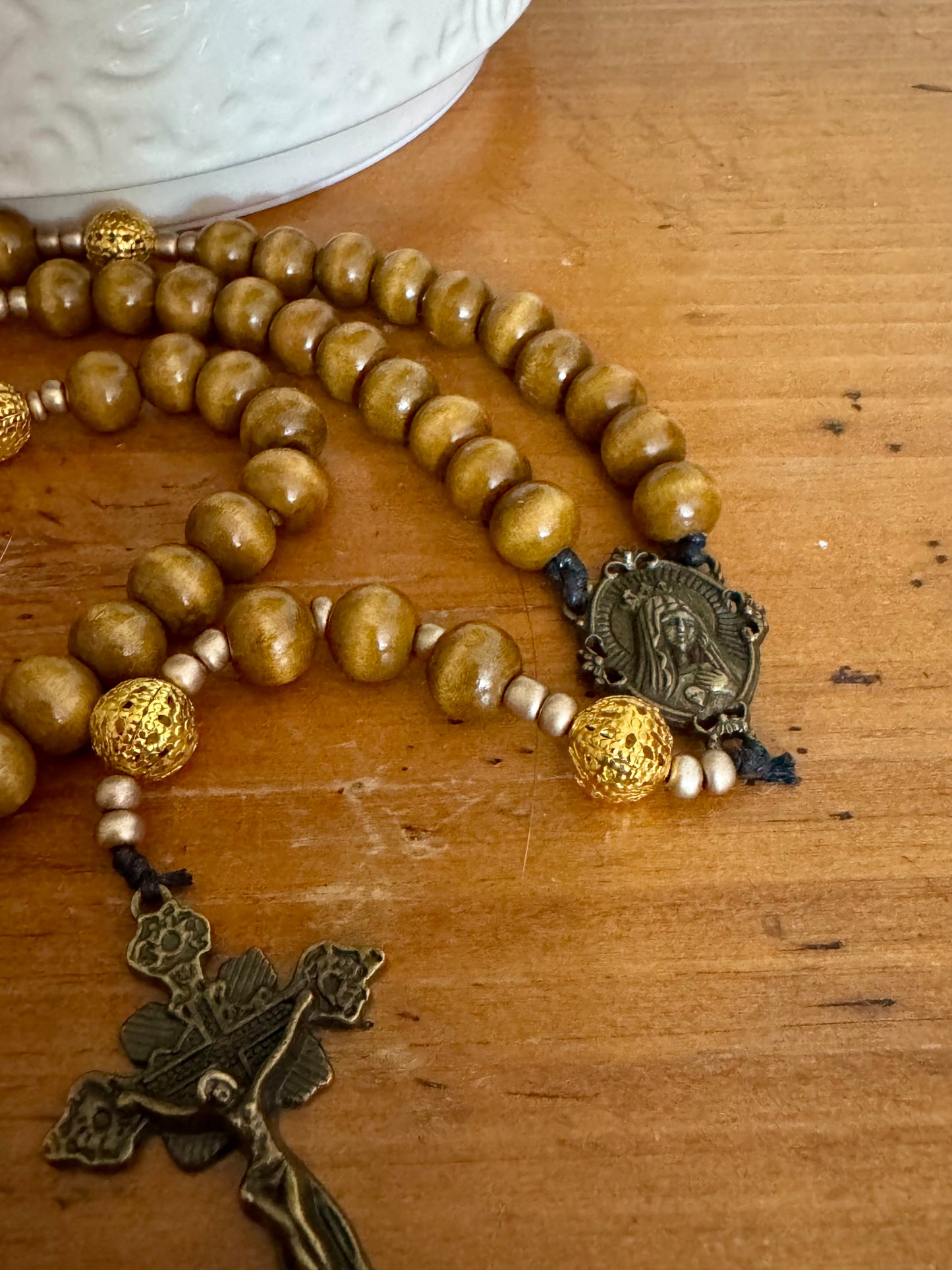 Handmade Wooden Rosary – Immaculate Heart of Mary, Pray for Us