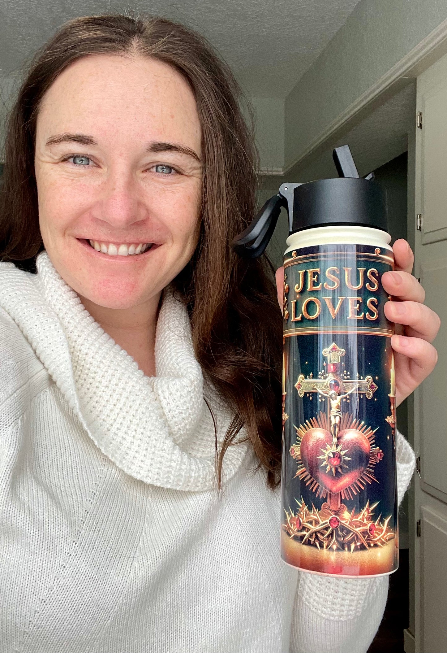 Jesus Loves 22oz Flip Top Stainless Steel Tumbler