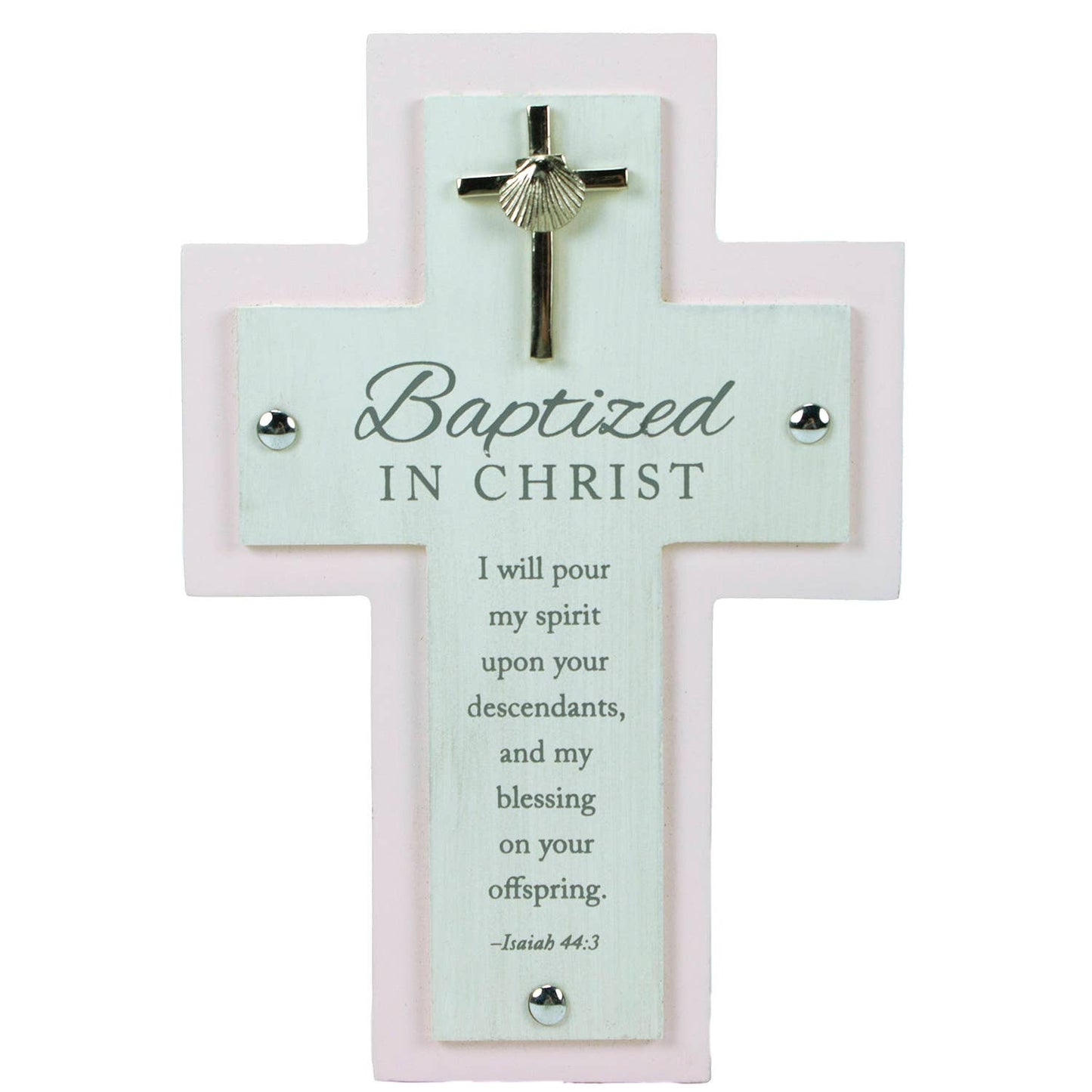 Pastel Pink Baptismal Cross – Catholic Baby Baptism Gif