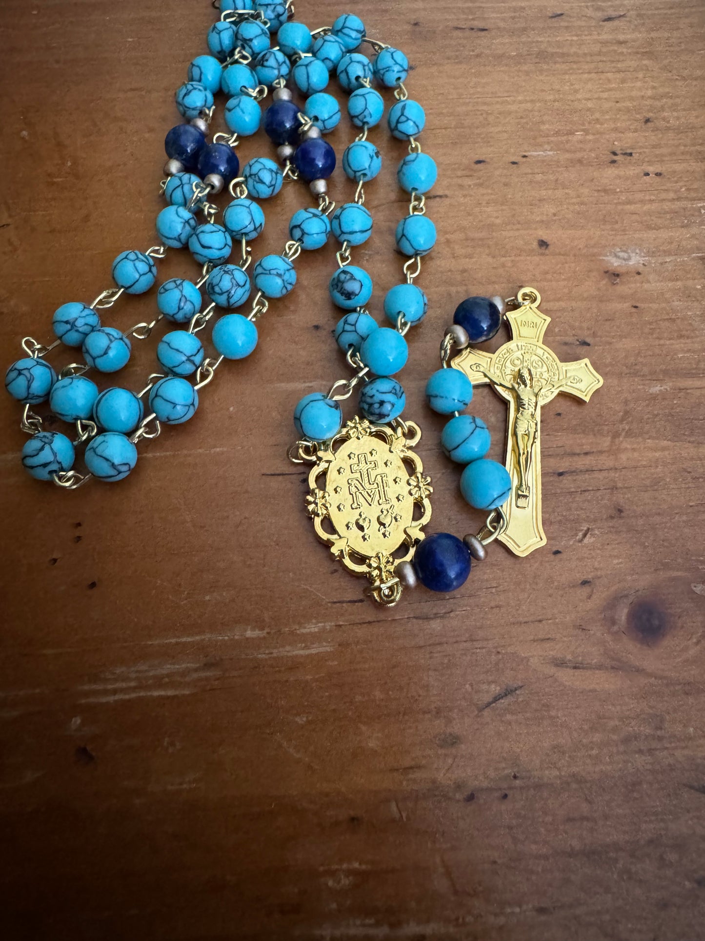 Handmade Blue Turquoise Gemstone Rosary