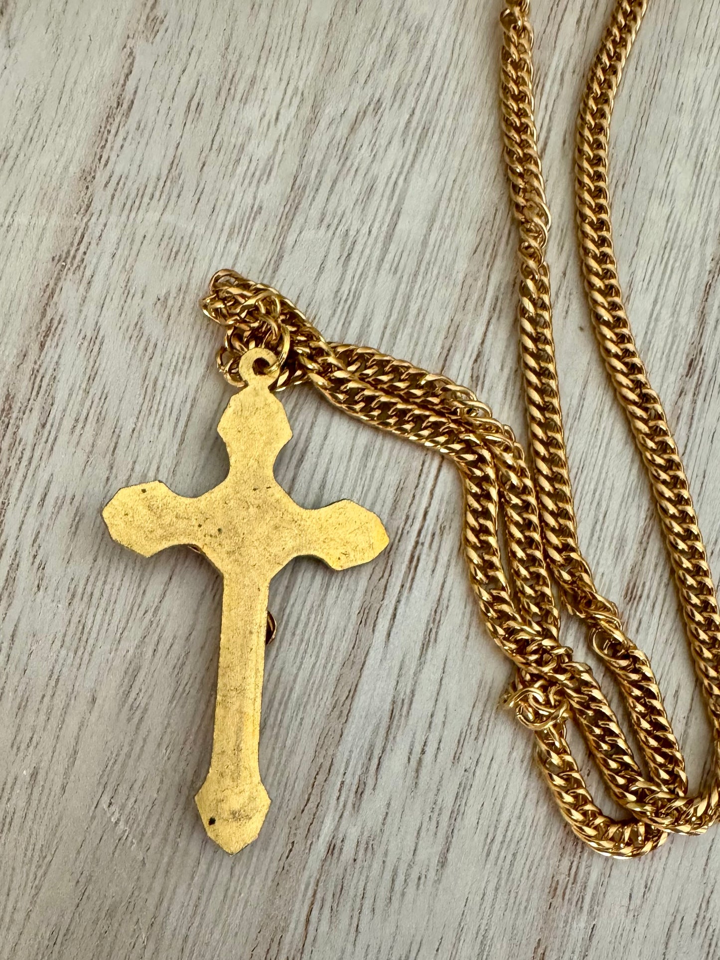 18K Gold-Plated Stainless Steel Necklace with Vintage Crucifix Pendant (2)